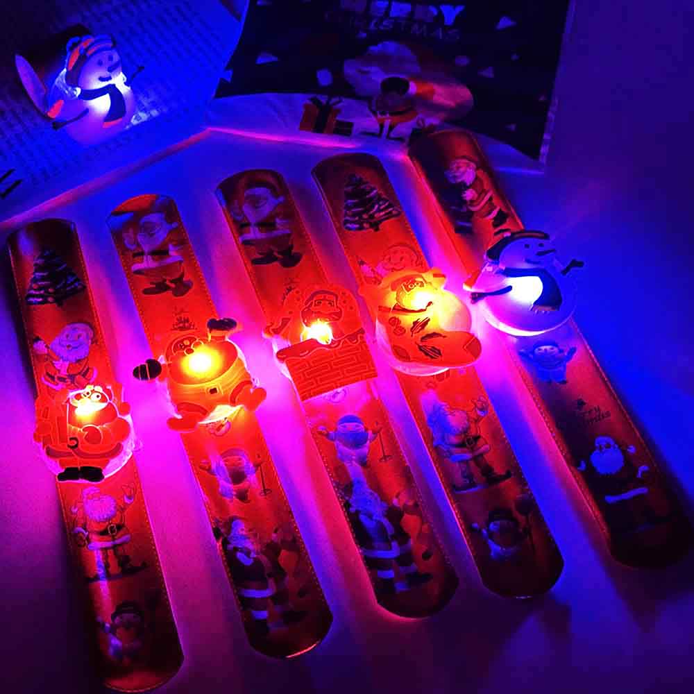 Fiasrel 10pcs Christmas Slap Wristband Santa Claus Christmas Snowflake Decoration Party Christmas Snap Bracelets Slap Wristband for Home Festival Party Supplies Christmas Ornament