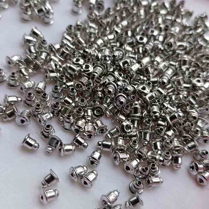 Fiasrel 50pcs Plated Ear Nuts Metal Bullet Earring Studs Back for Earrings Making