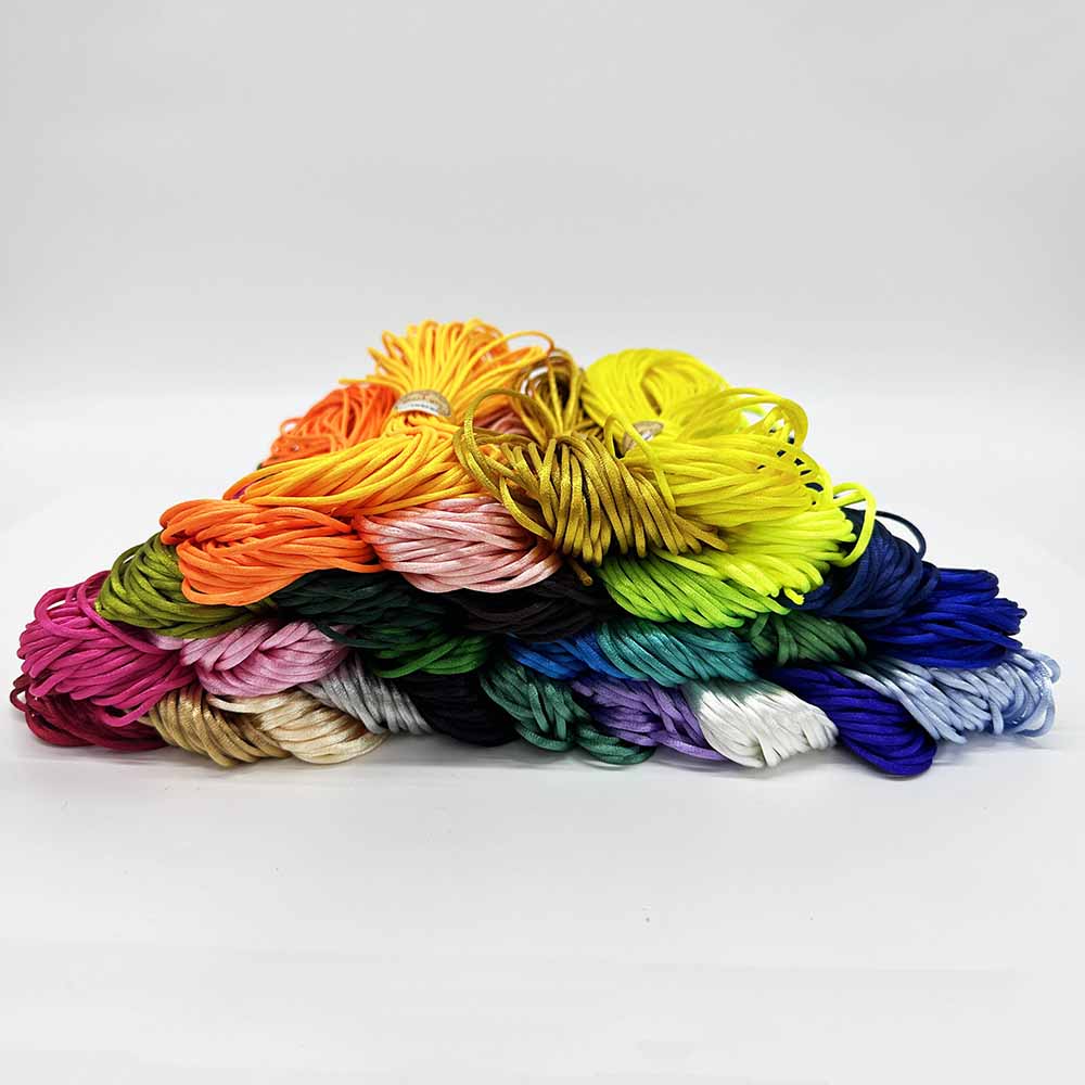Fiasrel 30Colors 1.5mm 2.0mm 2.5mm 20 Yards/Bundle Satin Nylon Polyester Cord Chinese Knotting Silky Macrame Braided Rope Cord for DIY Handmade Bracelet Necklace Handwoven Jewelry Making Craft Supplie