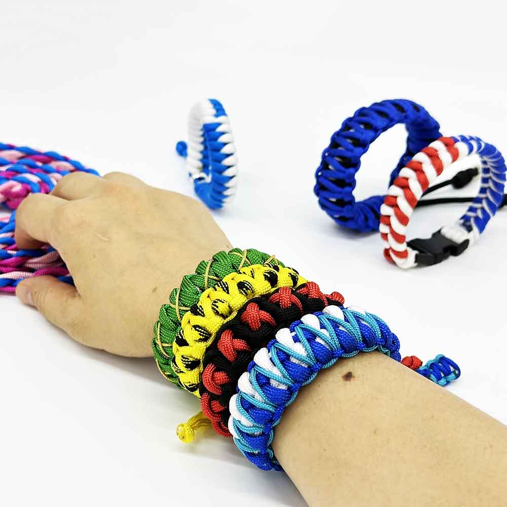 Fiasrel 4mm 7 Core Woven Polyester Colorful Nylon Camping Tent Braided Rope Jewelry Bracelet Making 550 Parachute Cord