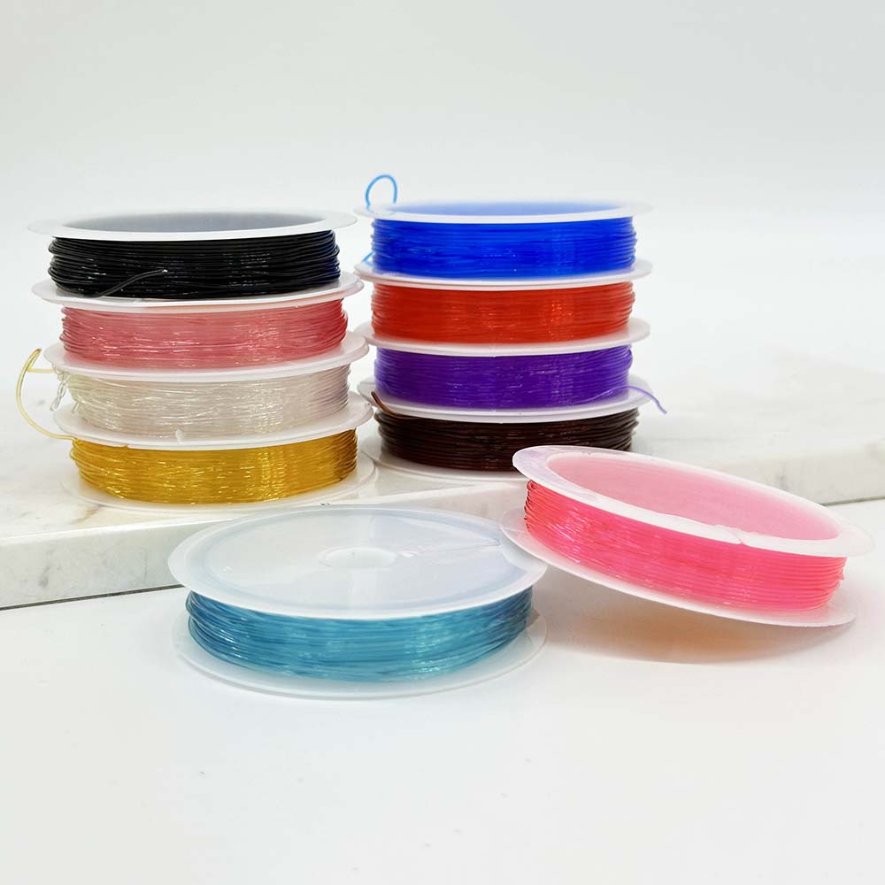 Fiasrel 10rolls/Bucket 0.6mm 0.8mm 1.0mm Mixed Colored Stretchy Jewelry Cord Crystal Elastic String Cord For DIY Crafts Bracelet, Necklace Jewelry Making