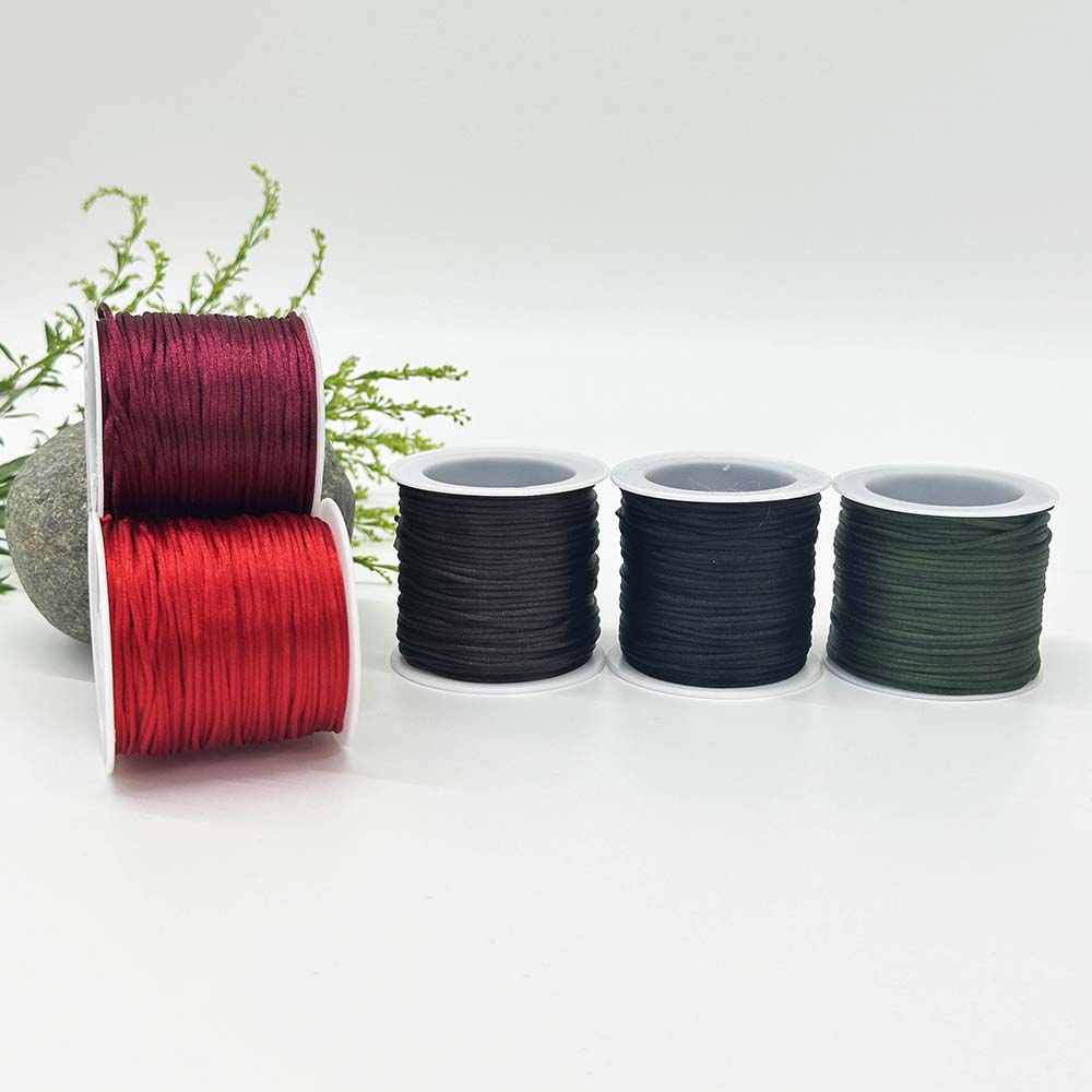 Fiasrel 1.5mm 25yards/roll 43rolls Nylon Thread Cord Handwoven Rope Soft Satin Rattail Silk Macrame Chinese Knot String Cord