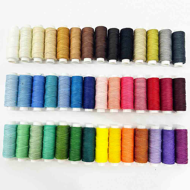 Fiasrel 0.55mm 32 Yards 43-Color Round Wax Thread Spool for Braided Bracelets Faux Leather Sewing Jewelry Making