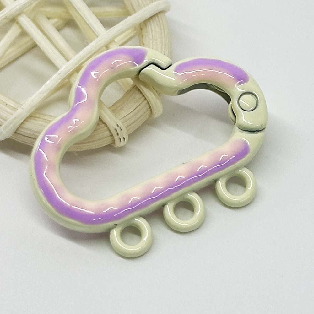 Fiasrel 10pcs Multi-Color Enamel Cloud Keychains with Drill Double-sided Key Buckle DIY Mobile Phone Chain Car Key Hanging Homemade Bag Pendant Spring