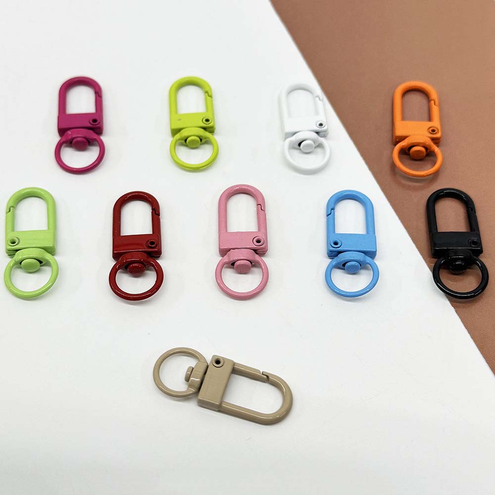 Fiasrel 10/50pcs Baking Paint Door Buckle Colorful Alloy Swivel Lobster Clasp Hooks Keychain Rings for DIY Bag Crafts Jewelry Making Ornament Luggage Accessories