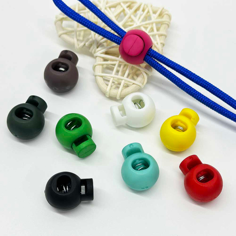 Fiasrel 10/50pcs MIxed Color Plastic Round Cord Locks Single Hole Toggle Spring Stopper for Paracord Elastic Shoelace Drawstring Bags Glove Clips