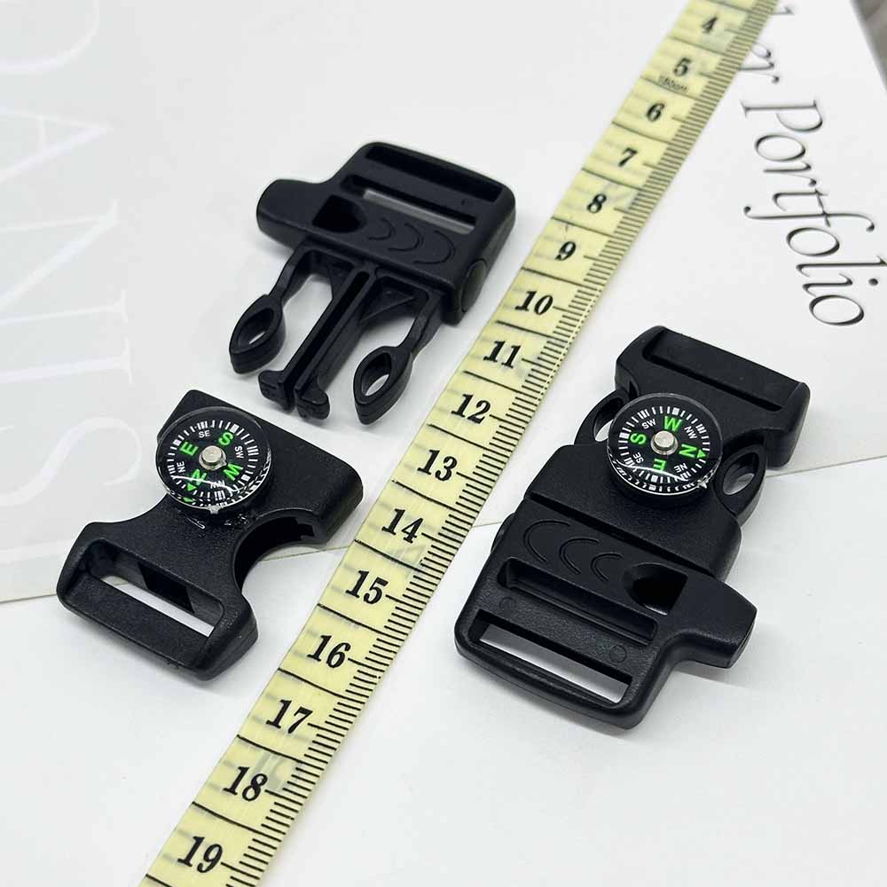 Fiasrel 1/5/20pcs Multifunctional Black Release Buckle Emergency Survival Compass Whistle Quick Release Buckle Flint Firestarter for Paracord Bracelet Outdoor Camping Emergency Survival Travel Kits