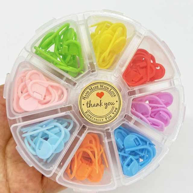 Fiasrel 100pcs/box Mix Color Knitting Crochet Locking Stitch Crochet Latch Needle Clip Hook Colorful Pins Plastic Knitting Needles Tools