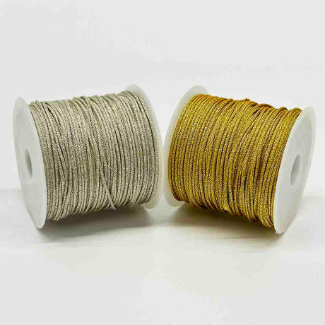 Fiasrel 0.8mm 1.0mm Golden Silver Polyester Braided Rope Cord Twisted Macrame String for DIY Crafts Home Textile Wedding Decorative SuppliesThread