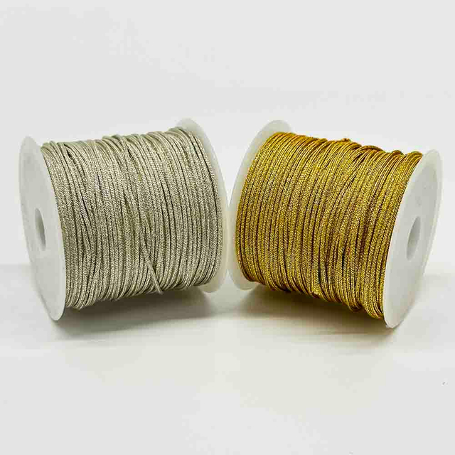 Fiasrel 0.8mm 1.0mm Golden Silver Polyester Braided Rope Cord Twisted Macrame String for DIY Crafts Home Textile Wedding Decorative SuppliesThread
