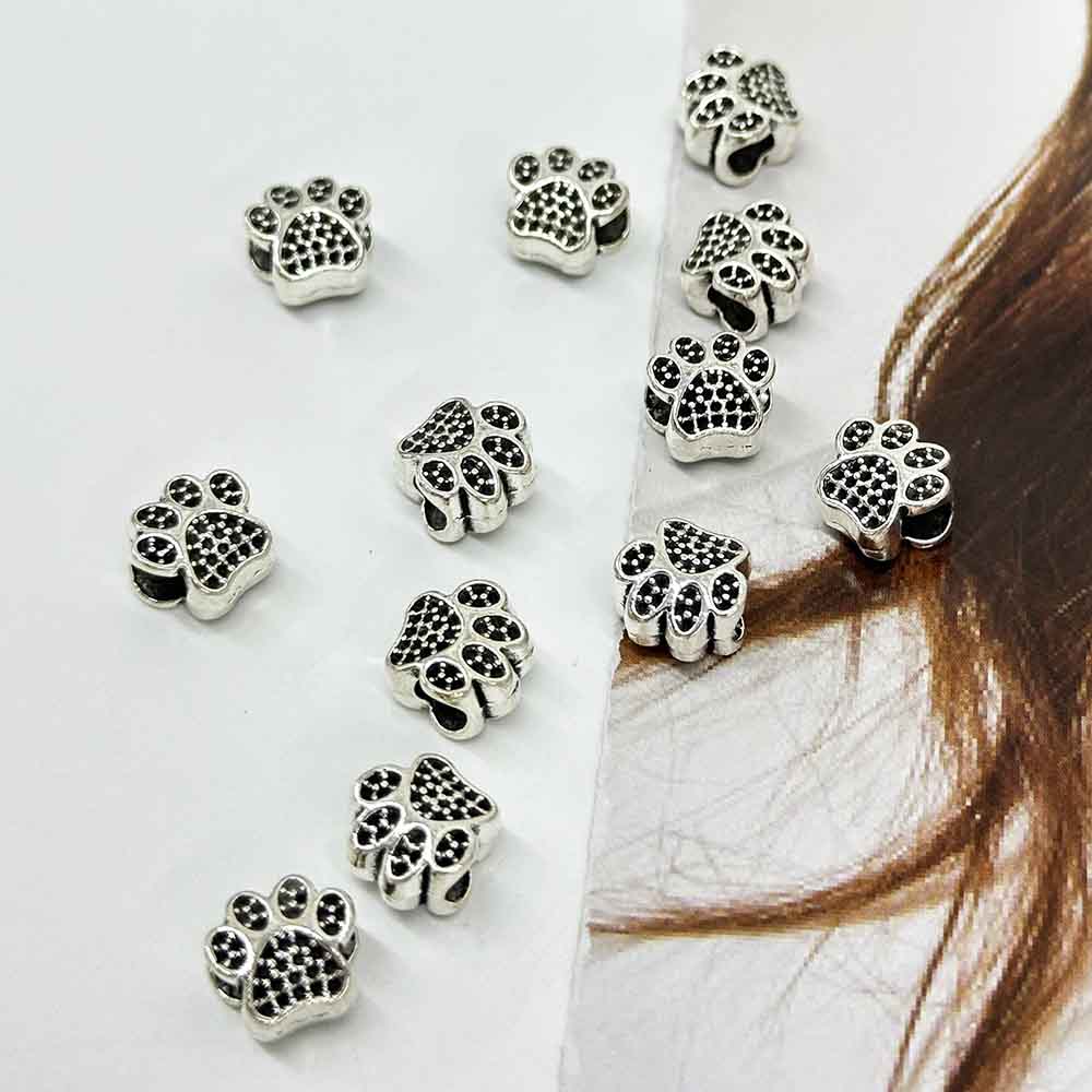 Fiasrel 20/50pcs Animal Dog Paw Charms Cat Paw Print Beads with Large Holes for DIY Jewelry Crafts Bracelets Necklaces Accessories Supplies