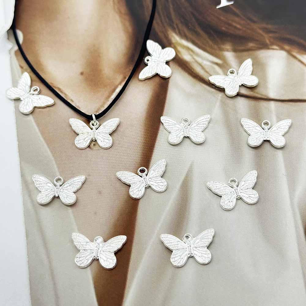 Fiasrel 20/50pcs Pieces Spacer Beads Butterfly Animal Wing DIY Hollow Out Zinc Alloy Accessories for DIY Jewelry Making Bracelet Necklace Ankle Supplies