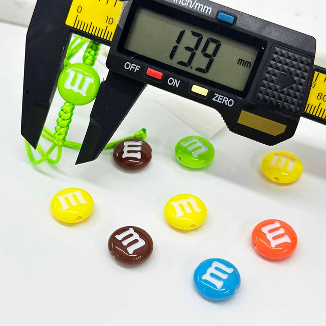 Fiasrel 20/50pcs Colorful Flat Round Beads Rainbow Candy Straight Hole Plated M Bean Acrylic Beads for DIY Jewelry Making Bracelet Phone Chain Handmade Craft Supplies