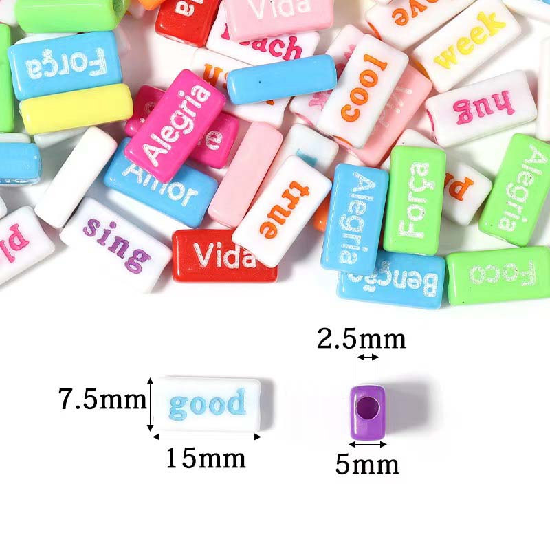 Fiasrel Mixed Rectangular Letter Loose Bead size