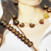 Fiasrel 30/50/100pcs 3D Acrylic Gold Plated Tree Leaf Beaded Charms Vintage Amber Sketch Golden Leaves Acrylic Beads for DIY Jewelry Making Necklace And Bracelet Accessories