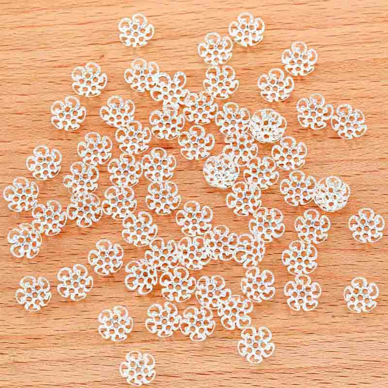 Fiasrel 200pcs/pack 8/10mm Golden Petal Bead Cap Bulk Tail Spacer Charm Beads for DIY Jewelry Making Bracelet Necklace Handmade Craft Supplies