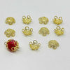 Fiasrel 50pcs 18K Gold-Plated Brass Filigree Bead Caps DIY Beading Charms Flower Cap Beads Hollow Floral Alloy Spacer Beads for DIY Jewelry Making Bracelet Necklace Earring Craft Accessory Supplier