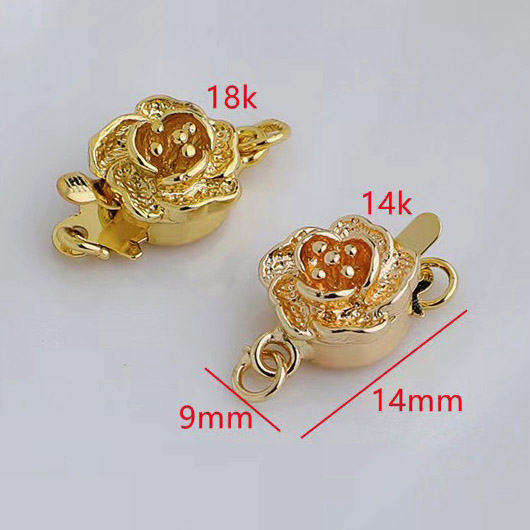 Fiasrel 5pcs 14K 18K Golden Brass Flower Box Clasps Filigree Star Floral Box Clasp Filigree Pearl Clasps for DIY Jewelry Necklace Bracelet Making Supplies