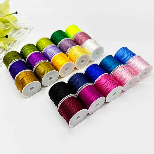 Fiasrel 10 Meters/Roll 2.5MM Nylon Chinese Knotting Silky Macrame Braided Satin Cord for DIY Handmade Bracelet Necklace Handwoven Jewelry Making Craft Supplies