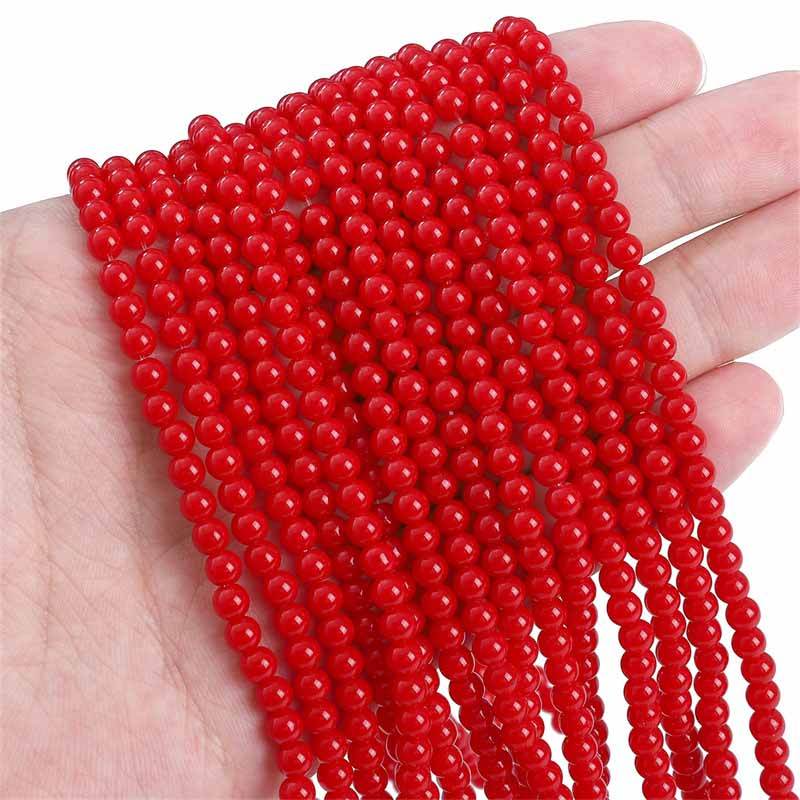 Fiasrel 4mm 90pcs Ceramic Beads Glass Imitation Jade Round Loose Beads
