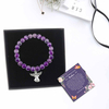 Fiasrel Mother's Day Mom Gift Angel Pendant Bracelet Amethyst Bracelet Obsidian Agate Stone Beads Cards Bracelet 