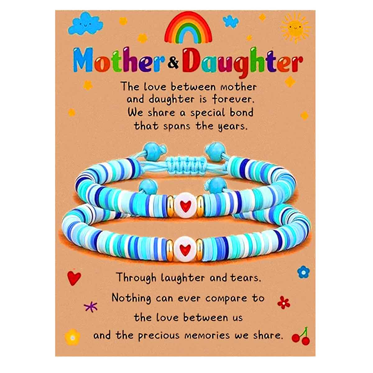 Fiasrel Mother's Day Bracelet Fashion Beaded Heart Bead Mother Daughter Parent Child Woven Bracelet
