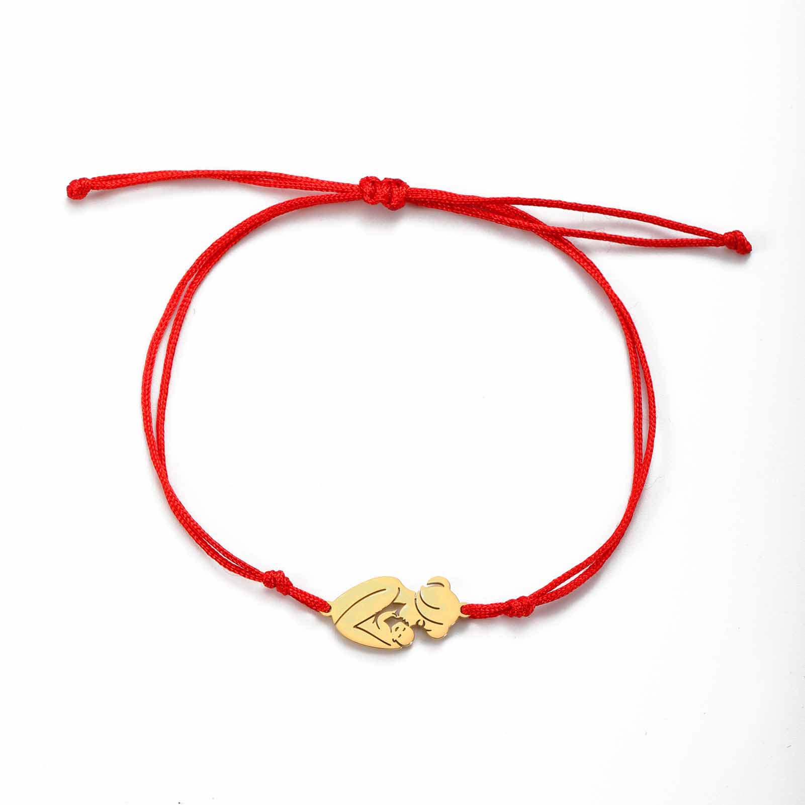 Fiasrel Holiday Season Stainless Steel Pendant Braided Adjustable Bracelet Cute Mom Baby Family Bracelet Gifts