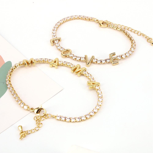 Fiasrel MAMA Charm Cubic Zirconia Tennis Bracelet for Mom Mothers Day Jewelry Gifts