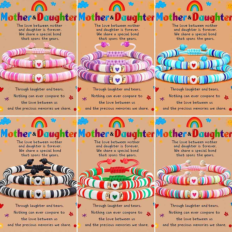 Fiasrel Mother's Day Bracelet Fashion Beaded Heart Bead Mother Daughter Parent Child Woven Bracelet