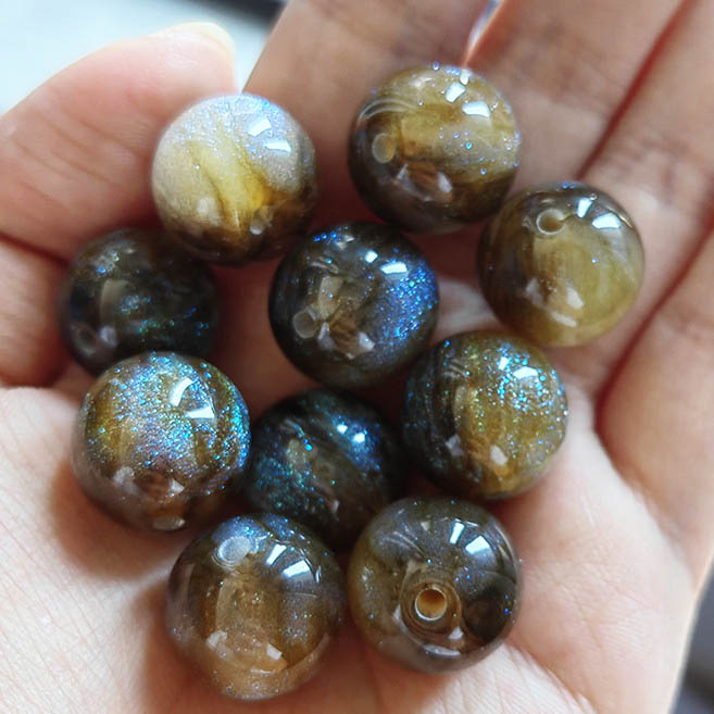 Fiasrel 16mm Glitter Resin Starry Sky Beads – DIY Craft Supplies for Bracelets Accessories