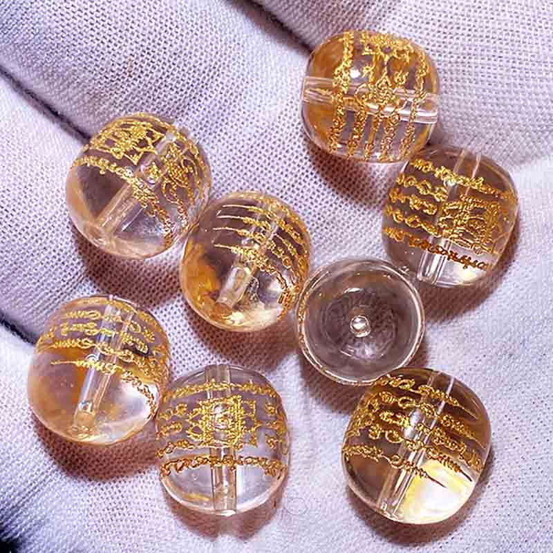 Fiasrel Five Sutra Beads | White Crystal Mala Components | Buddhist Scripture Loose Beads for Jewelry Making