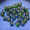 Fiasrel Auspicious Inscription Beads - Green Crystal Barrel Beads & Blue Crystal Date Beads with Engraved Blessings