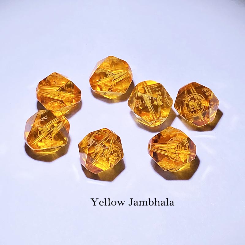 Fiasrel Yellow Jambhala Crystal Beads Accessories - Freeform Faceted Engraved Beads for Bracelet Making, DIY Jewelry Components