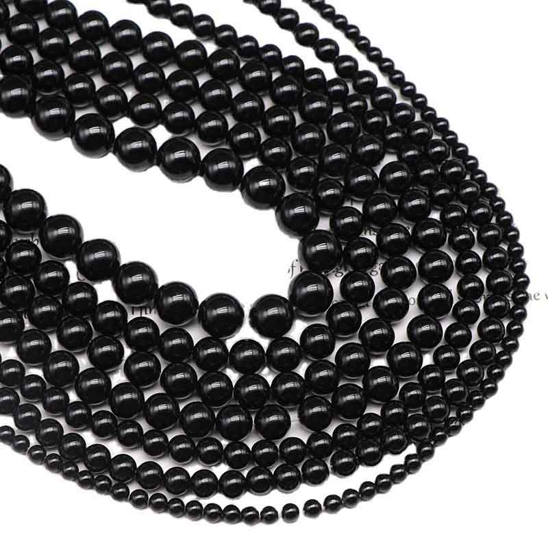 Fiasrel 1bundle 4-16mm Black Round Beads - Onyx Crystal Glass Beads for DIY Jewelry & Bead Curtains