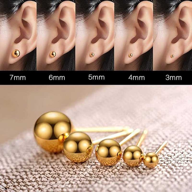 Fiasrel 10/50pairs/lot Simple Round Small Beaded Earrings Mini Earrings for Girls Fashion Stud Earrings Women Gift
