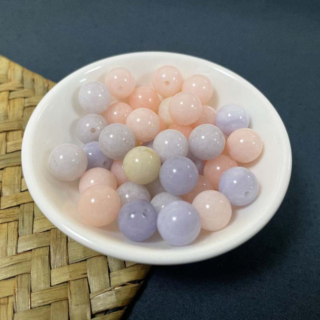fiasrel 1bundle Pastel Mixed Natural Gemstone Beads Ice Cream Color Loose Round Beads for DIY Jewelry