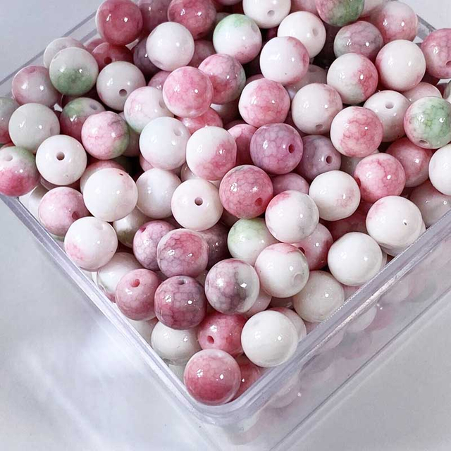 Fiasrel 1bundle 10mm Porcelain & Glass Dragon-Pattern Round Beads DIY Craft Supplies for Bracelets Necklaces & Jewelry Making