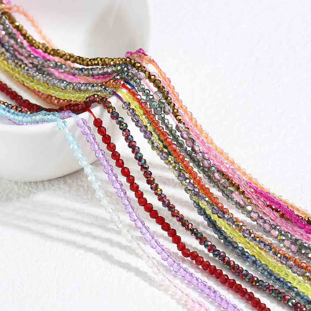 fiasrel 1bundle 2mm Colored Spinel Natural Stone Faceted Beads Cut Glass Round Spacer Beads Loose Beads for DIY Jewelry Making