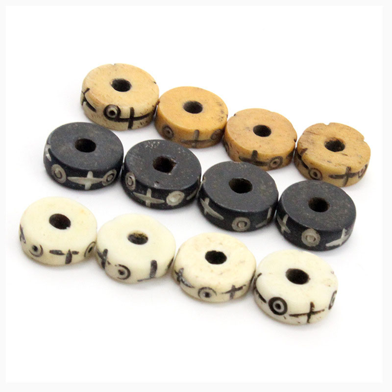 fiasrel 1bundle Ox Bone Carved Tibetan-style Cross Spacer Beads
