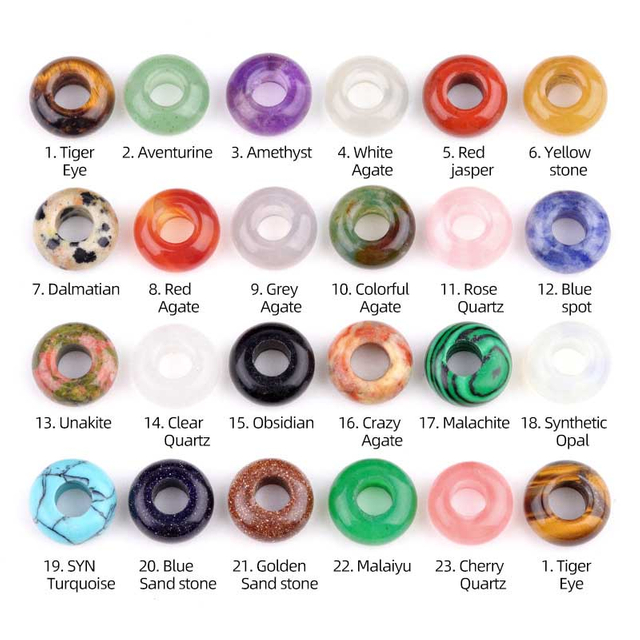 6x12mm 5mm Large Hole Abacus Beads - Natural Stone Beads with Big Holes for DIY Jewelry Making Wholesale