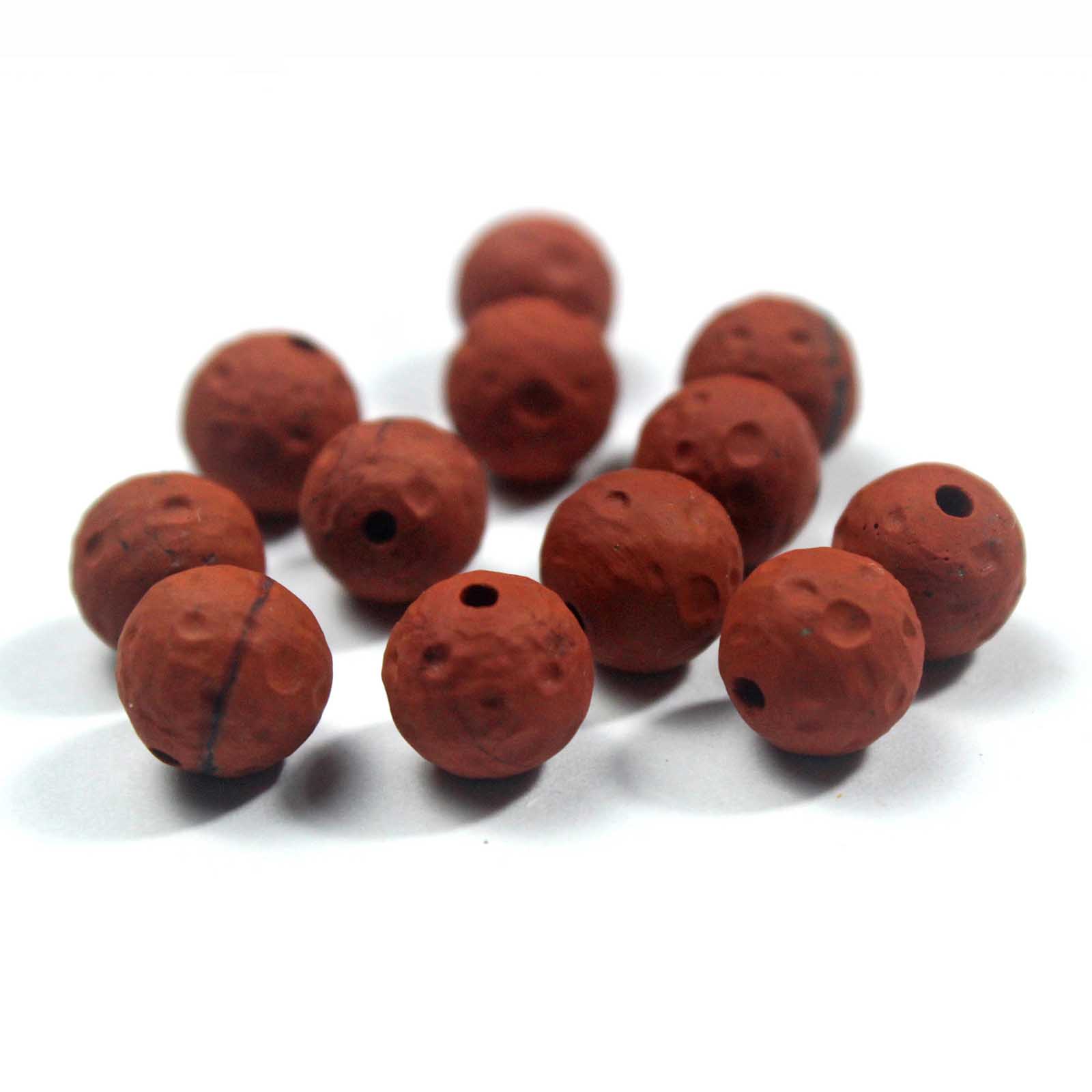 fiasrel 1bundle 8-12mm Meteorite Mars Carving Moon Crater Stone Beaded Red Round Bead Handmade Woven Bracelet Necklace Single Strand Bead