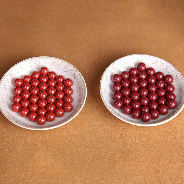 fiasrel 1bundle Natural Cinnabar Loose Beads - Imperial Purple & Vermilion Round Beads for DIY Bracelet Jewelry