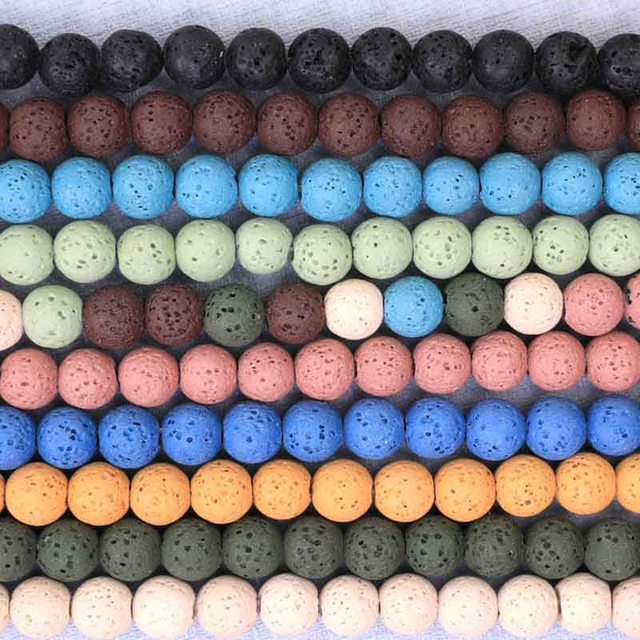 fiasrel 1bundle Volcanic Rock / Lava Stone Beads – Natural Semi-Finished Round Beads for DIY Jewelry Making