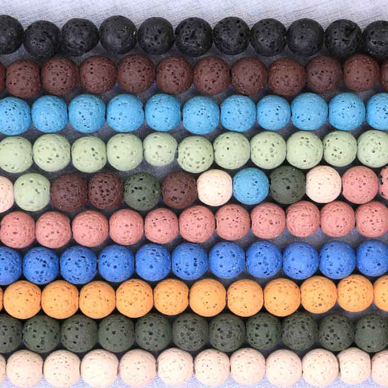 fiasrel 1bundle Volcanic Rock / Lava Stone Beads – Natural Semi-Finished Round Beads for DIY Jewelry Making