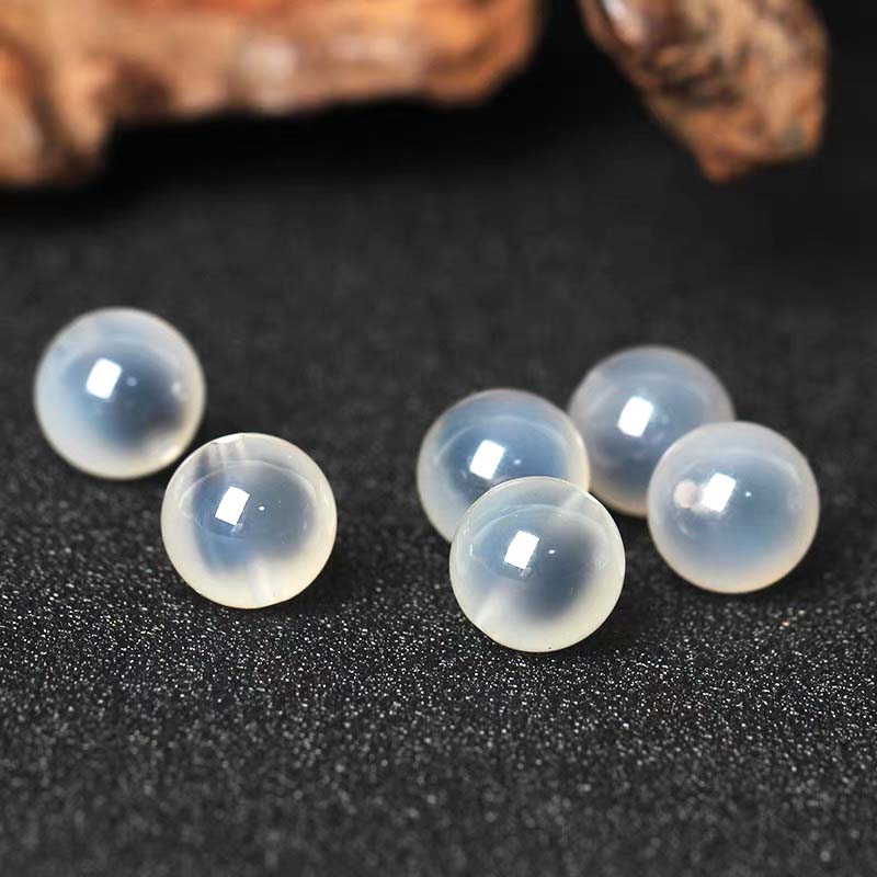 fiasrel 1bundle Natural SugarAgate Loose Beads Round Gemstone DIY Crystal Jewelry – Haze Blue & Black Half-Candy Bracelet