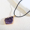 fiasrel Natural Uruguayan Amethyst Pendant Necklace - Choker with Gift Box