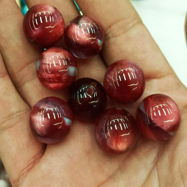 fiasrel 1bundle Cat’s Eye & Shooting Star Fantasy Beads Icy Dual-Color Resin Round Beads for DIY Bracelet Crafting