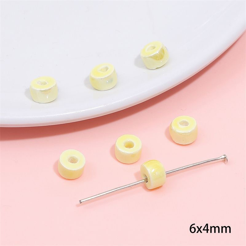 fiasrel 1bundle Yellow Ceramic Loose Beads – Whimsical Hand-Painted Cartoon Beads for DIY Bracelet, Necklace & Phone Charm Crafting