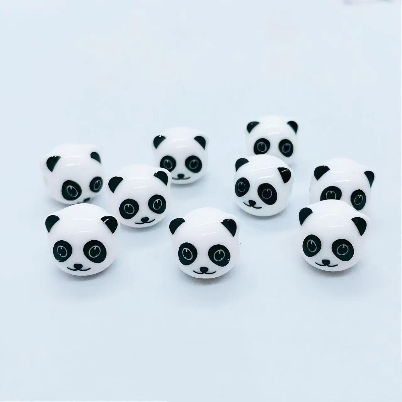 fiasrel 1bundle Hand-Painted Panda Ceramic Bead Collection Artistic Loose Beads for Creative Jewelry Weaving & DIY Accessory Design