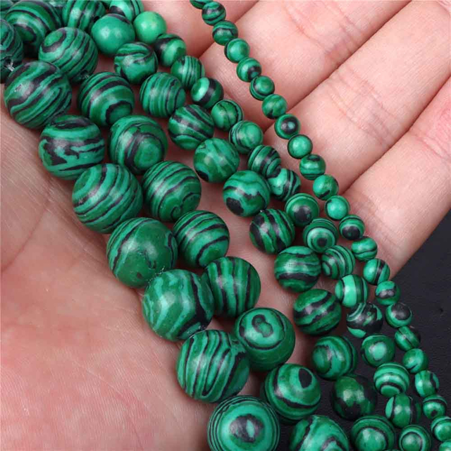 fiasrel 1bundle Natural Malachite Beads Spacer & Abacus Beads with Extra-Large Holes for Bracelets & Necklaces
